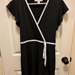Michael Kors Sz S Black Wrap Dress with White Trim
